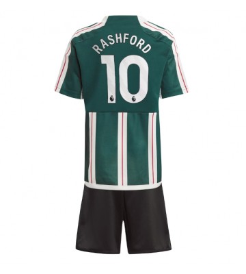 Manchester United Marcus Rashford #10 Borta Kläder Barn 2023-24 Kortärmad (+ Korta byxor)